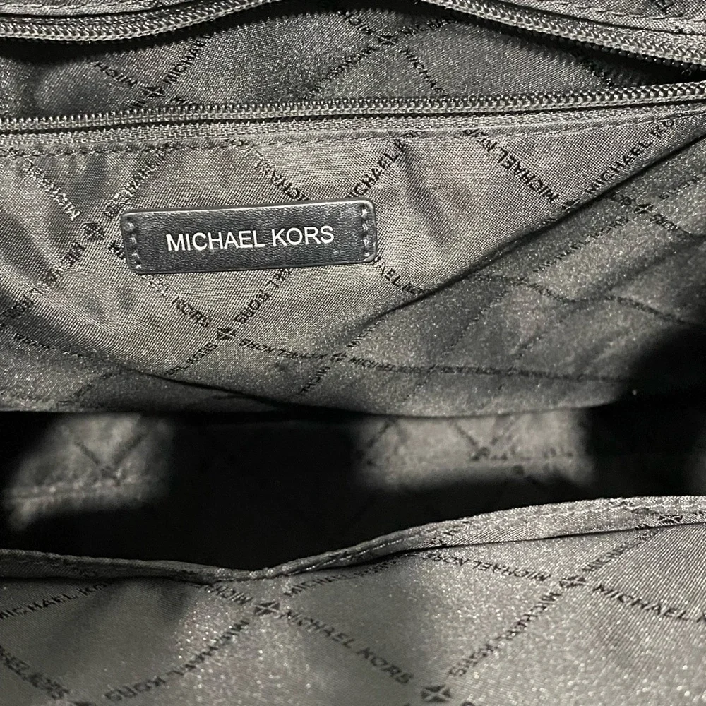 Michael Kors Black Signature Tote Bag With Wallet 13”x15”x7”
